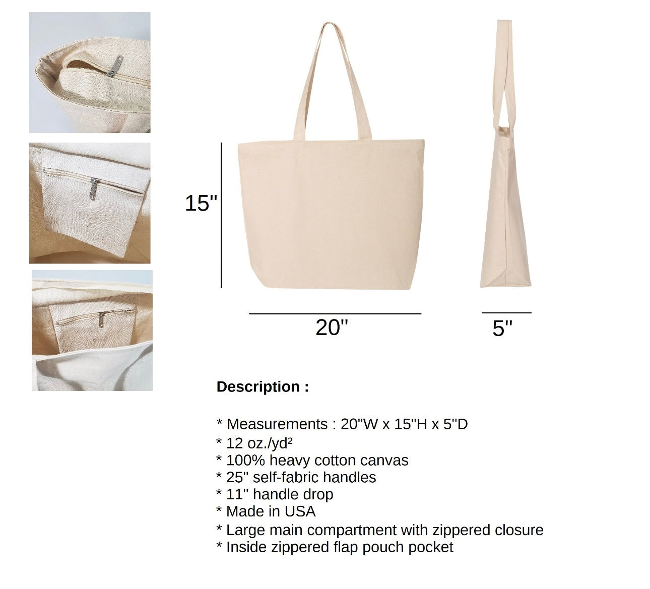 Personalized Teacher Pencil Zippered Tote Bag with Name