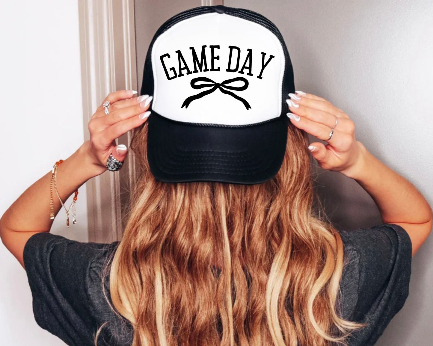 Game Day Bow Trucker Hat - Baseball Trucker Hat