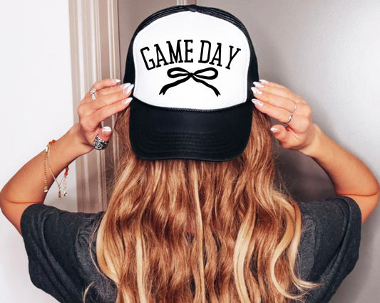 Game Day Bow Trucker Hat - Baseball Trucker Hat