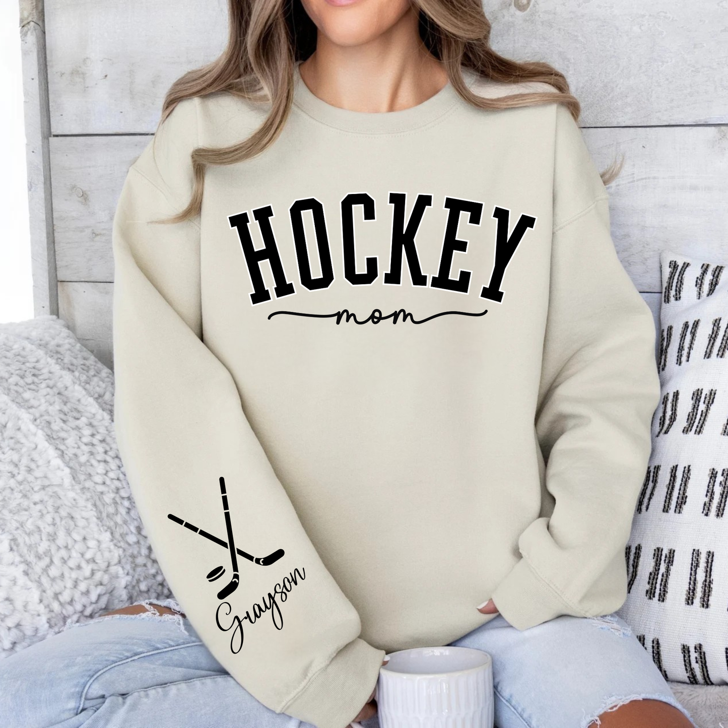 Custom Hockey Mom Sweatshirt | Personalized Hockey Crewneck | Game Day Hockey Shirt | Hockey Mama Gift