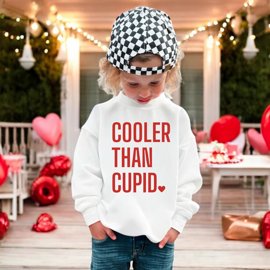 Cooler Than Cupid Valentine's Day Sweatshirt for Kids