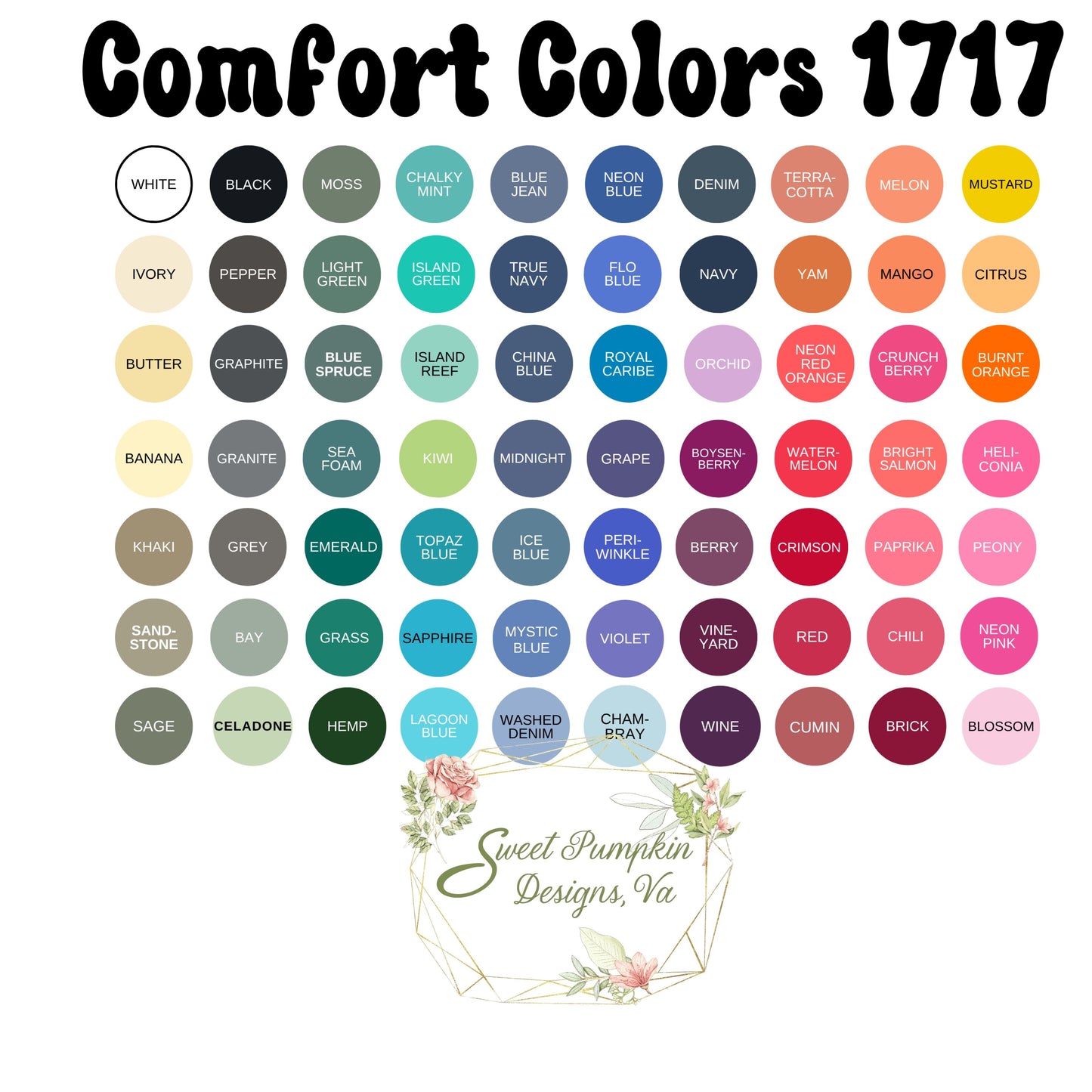 Comfort Colors 1717 Color Chart