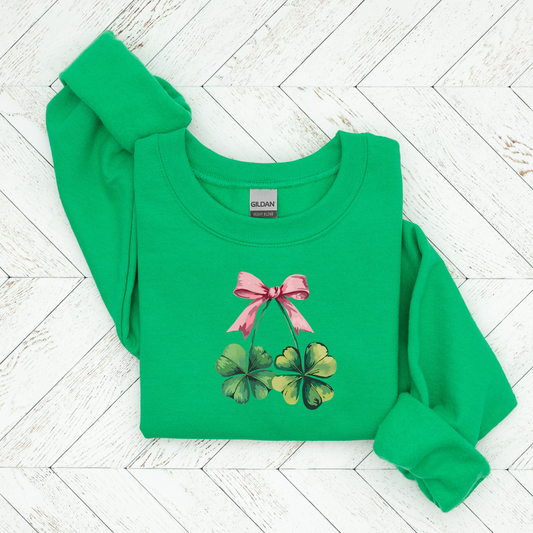 St. Patrick's Day Shamrock Coquette Bow Sweatshirt