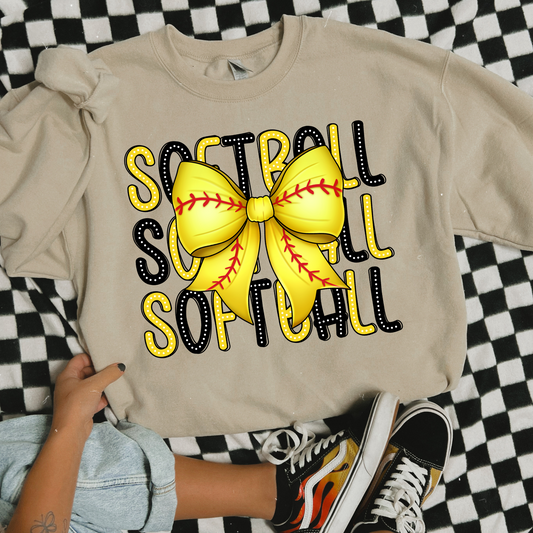 Softball Crewneck Sweatshirt with Bow