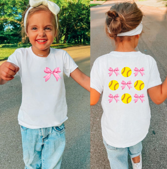 Softball Bow Collage Shirt for Kids