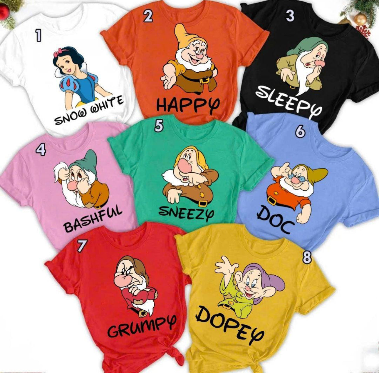 Snow & Dwarves Halloween Costume Shirt | Family Matching Halloween Tee | Bella+Canvas T-Shirt | Toddler, Youth & Adult Sizes