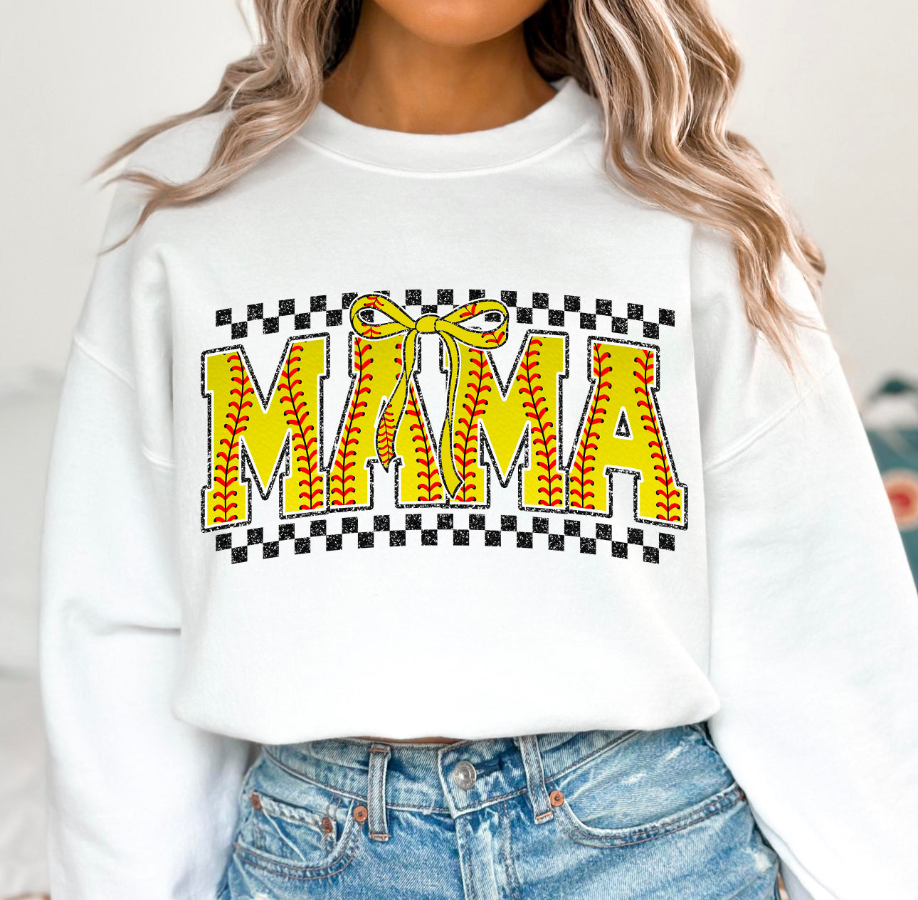 Softball Mama Crewneck Sweatshirta
