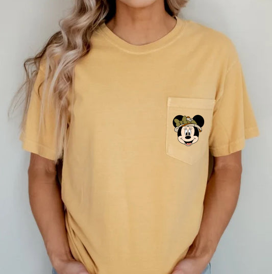 Girl Mouse Safari Comfort Colors Pocket T-Shirt