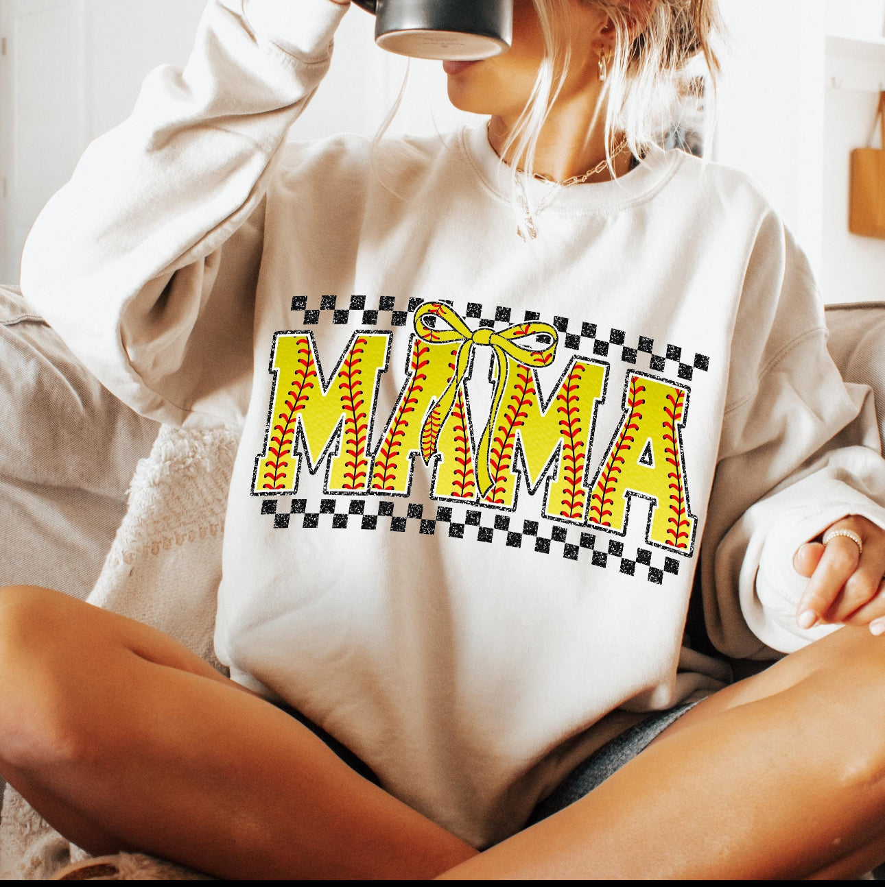 Softball Mama Crewneck Sweatshirta