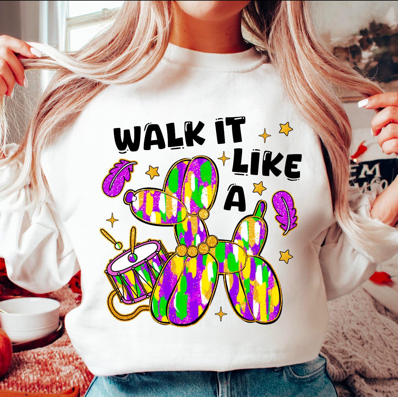 Walk It Like a Dog Mardi Gras Sweatshirt | Funny Mardi Gras Sweatshirt