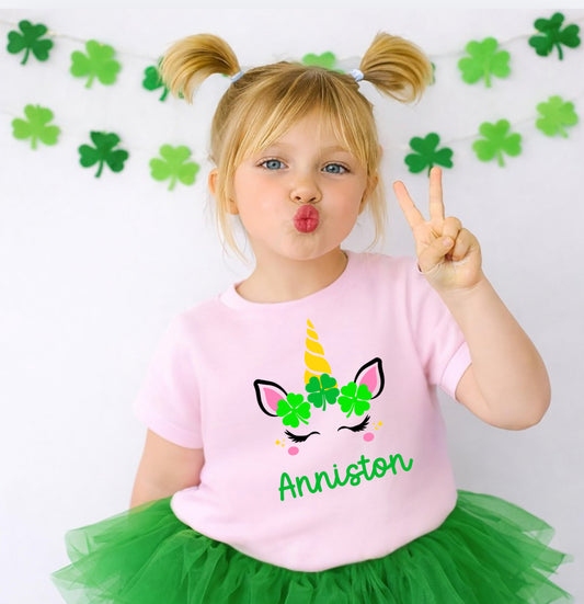 Cute St. Patrick’s Day Shirt for Girls | Custom Lucky Unicorn Tee | Green St Patrick Outfit | Irish Holiday Shirt | St Patrick’s Day Gift