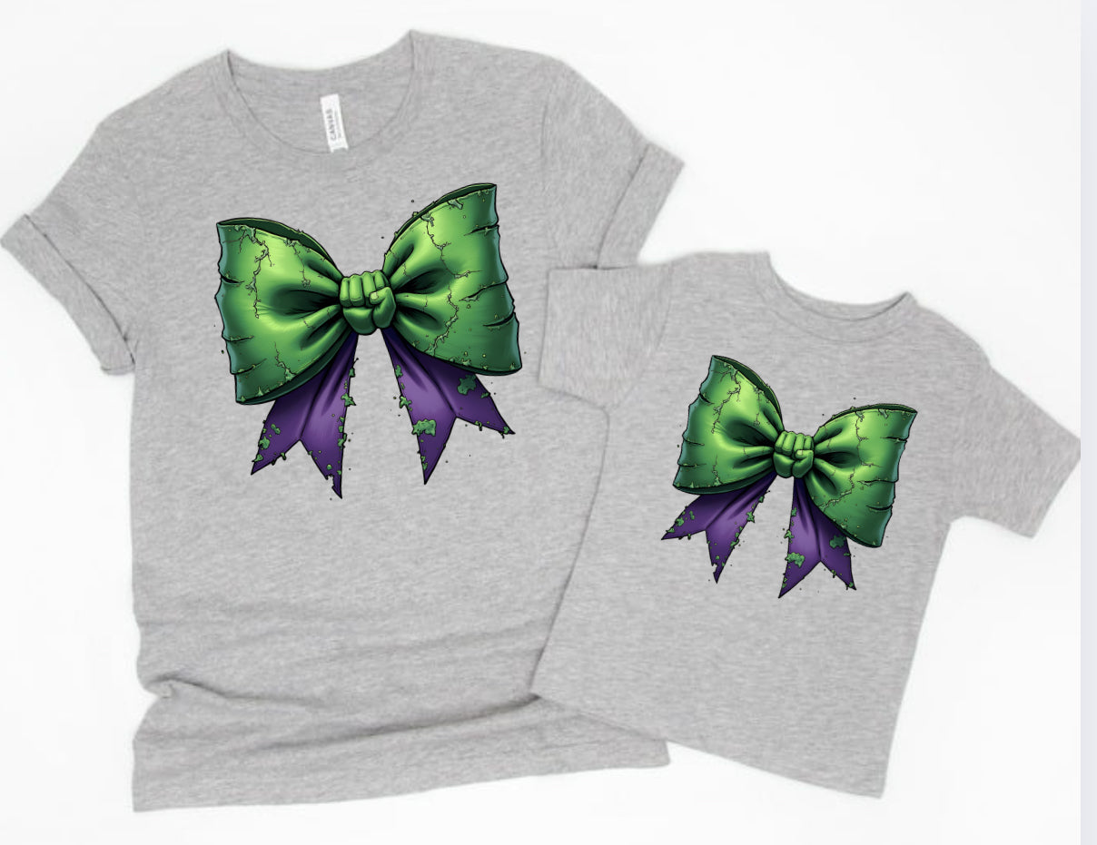 Green Superhero Bow Cruise Shirt for Adults and Kids