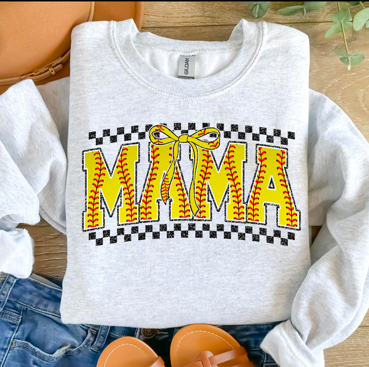Softball Mama Crewneck Sweatshirta