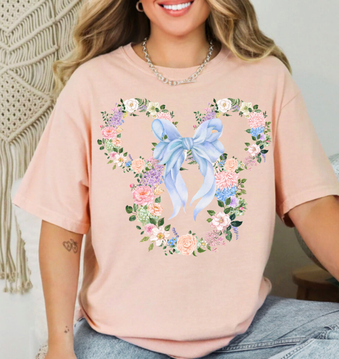 Floral mouse bow shirt