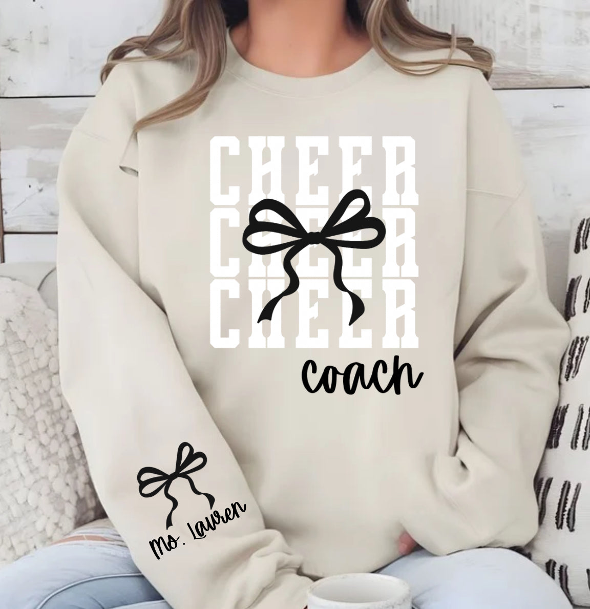Custom Cheer Coach Sweatshirt — Personalized Sleeve Name | Perfect Coach Gift