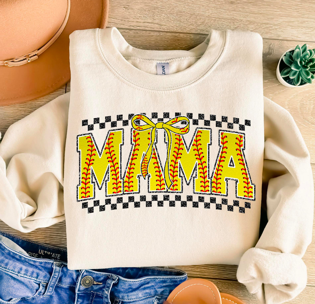 Softball Mama Crewneck Sweatshirta