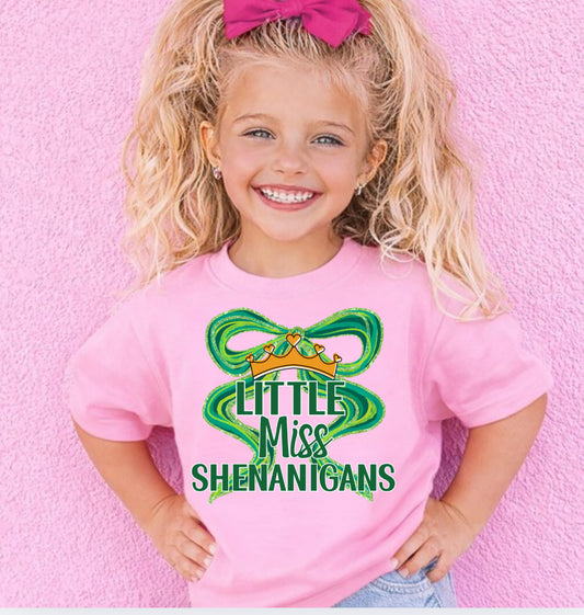 Cute St. Patrick’s Day Shirt for Girls | Little Miss Shenanigans Tee | Green St Patrick Outfit | Irish Holiday Shirt | St Patrick’s Day Gift