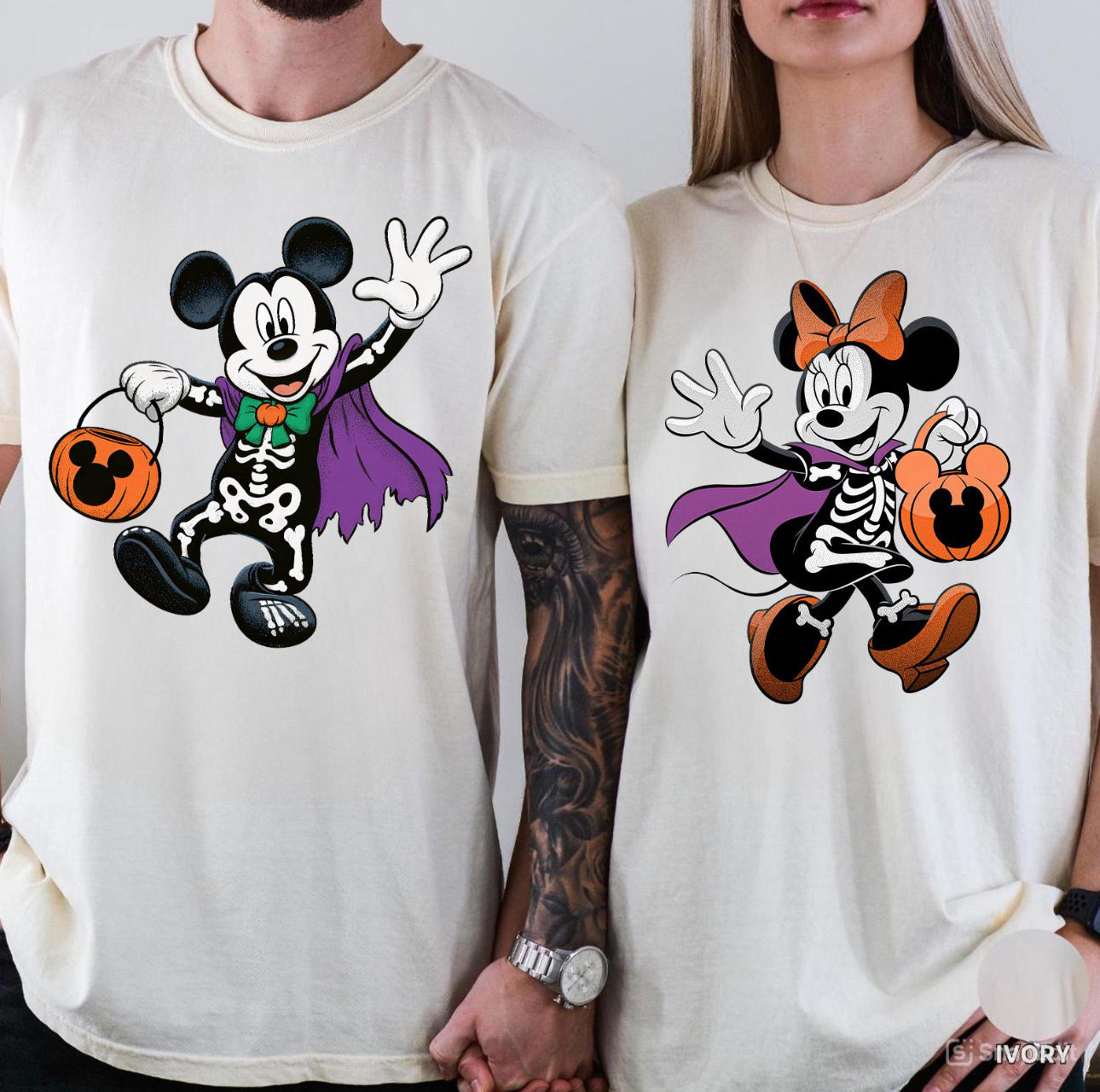 HALLOWEEN PARTY MATCHING COUPLES SHIRTS - Mouse Skeleton COMFORT COLORS
