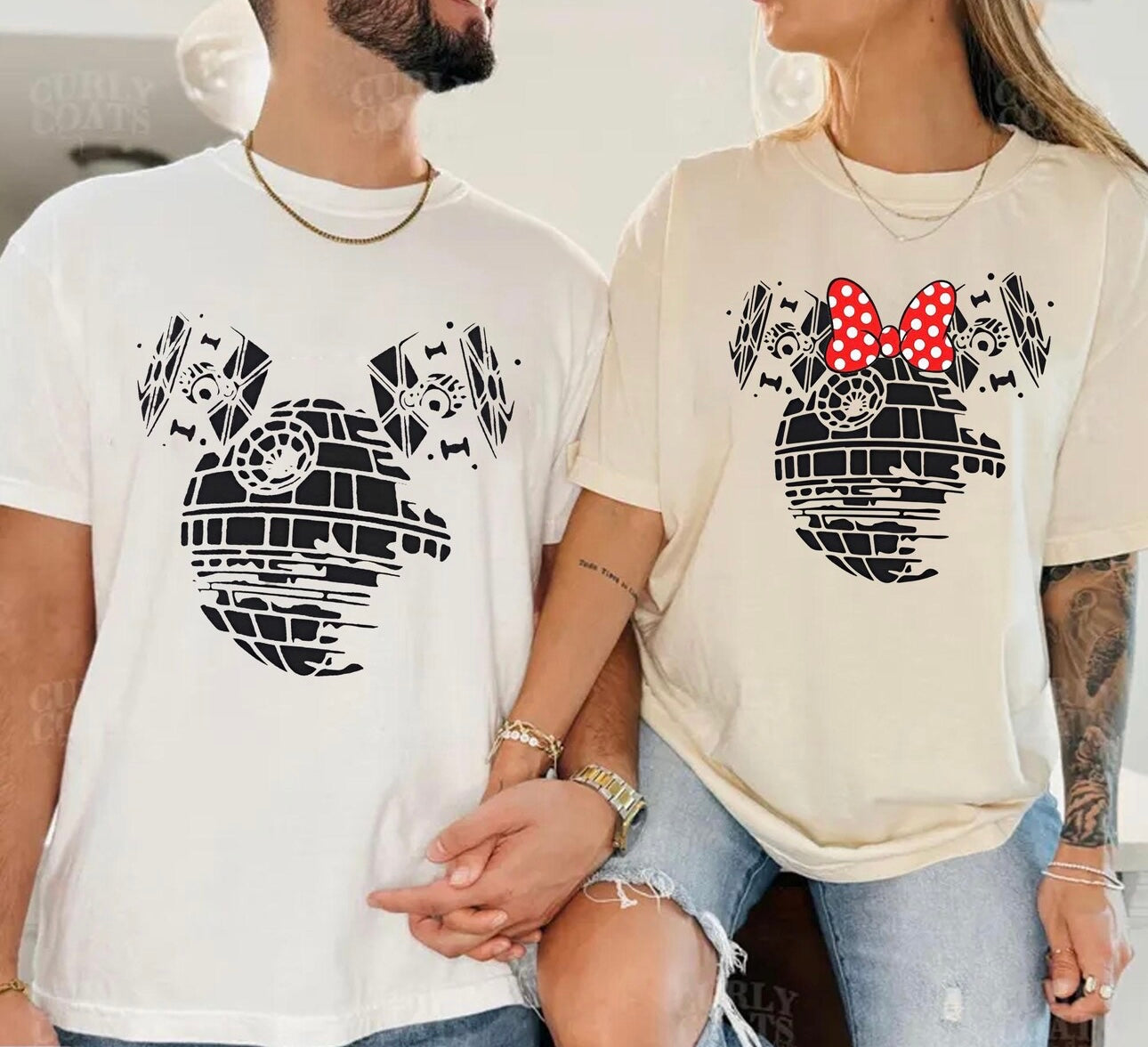 HALLOWEEN PARTY MATCHING COUPLES SHIRTS - Mouse Death Star COMFORT COLORS