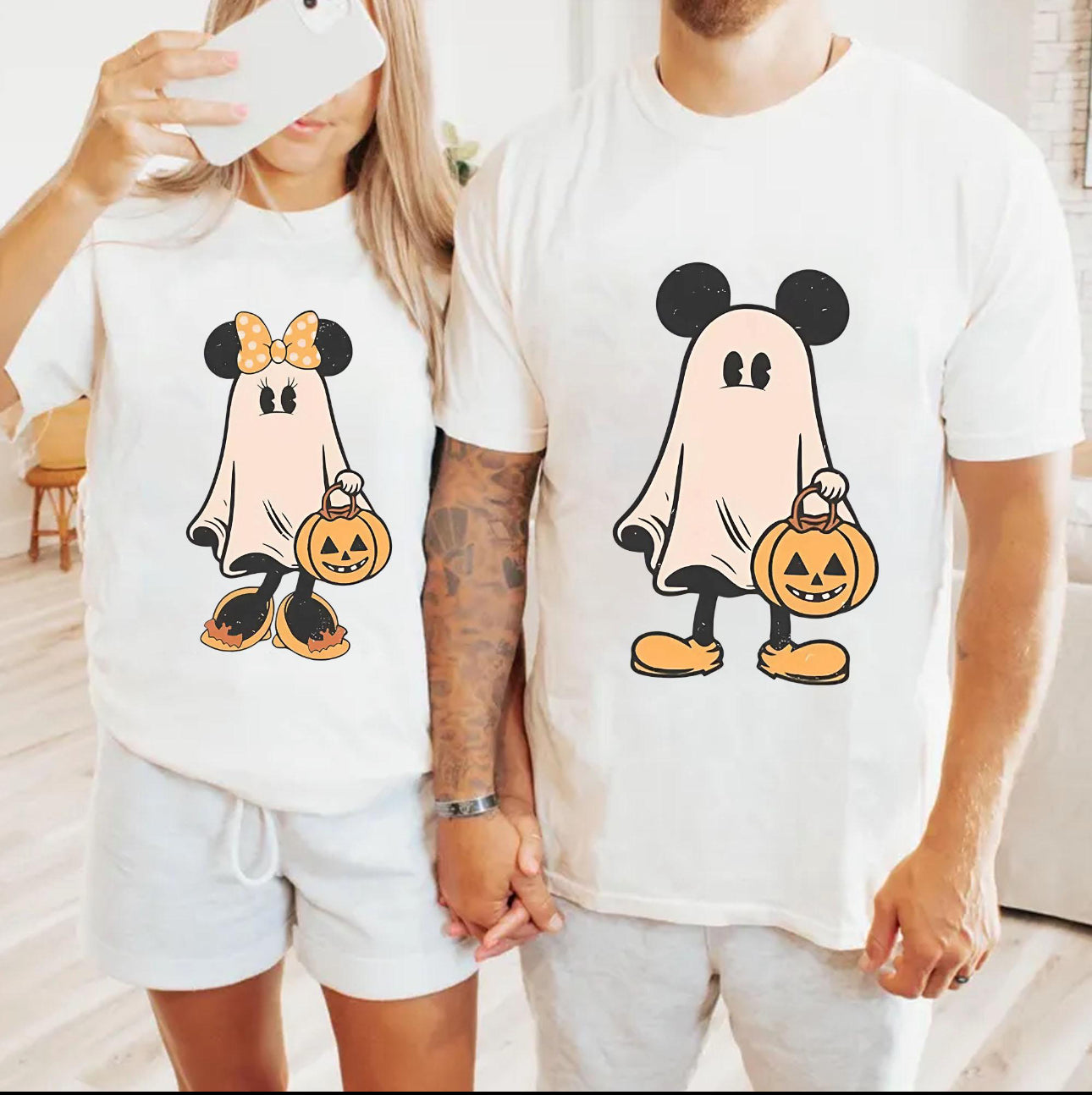 HALLOWEEN PARTY MATCHING COUPLES SHIRTS - Mouse JACK AND SALLY COMFORT COLORS