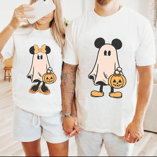 HALLOWEEN PARTY MATCHING COUPLES SHIRTS - Mouse Ghost COMFORT COLORS