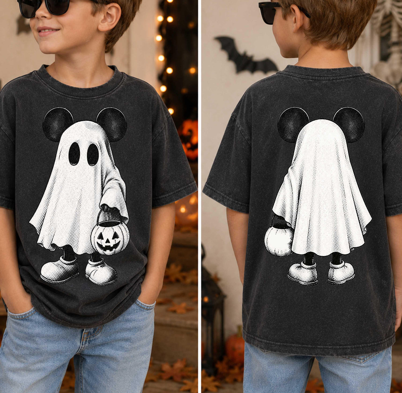 MOUSE GHOST HALLOWEEN Magical Theme Park Halloween Kids Shirt | Toddler & Youth Sizes