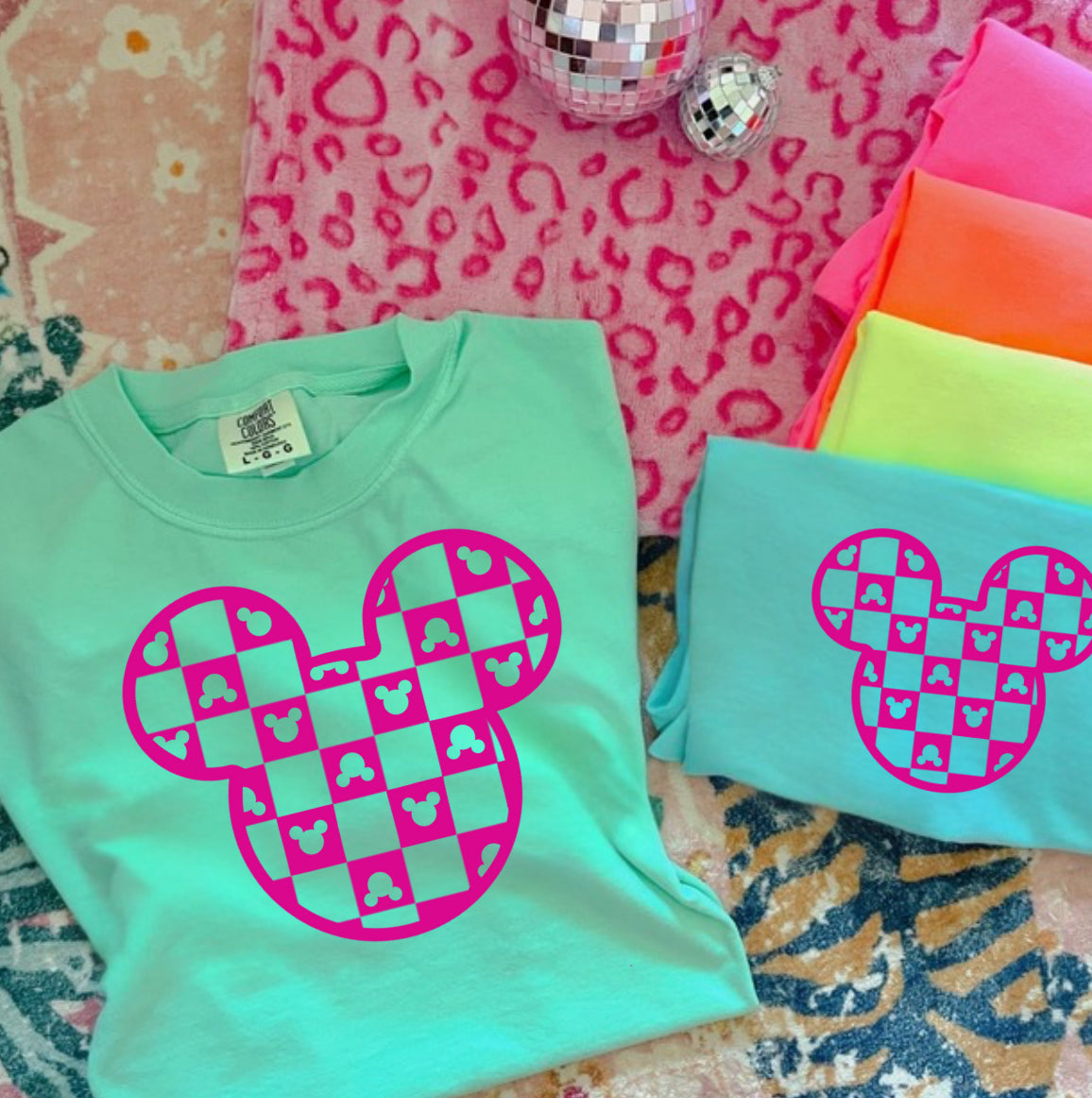 Neon Checkered Mouse Shirt
