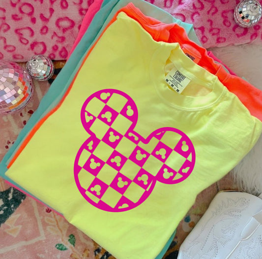 Neon Checkered Mouse Shirt