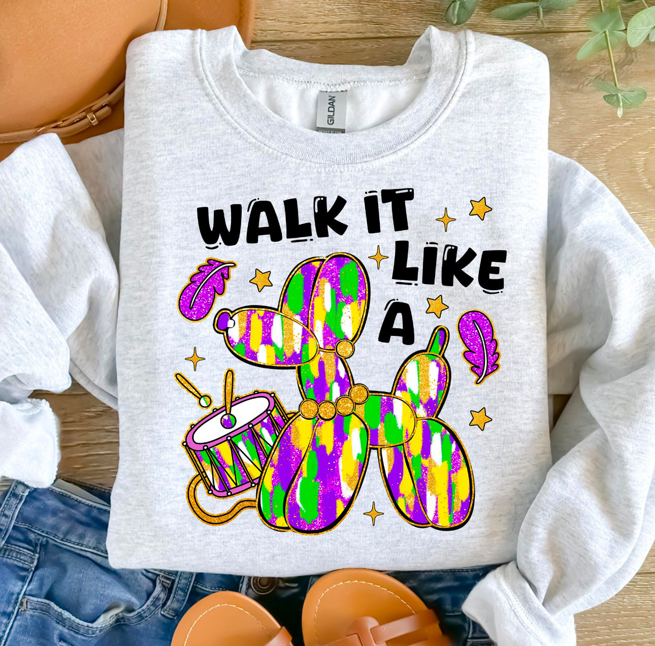 Walk It Like a Dog Mardi Gras Sweatshirt | Funny Mardi Gras Sweatshirt