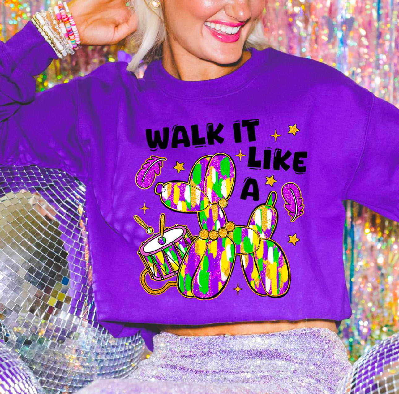 Walk It Like a Dog Mardi Gras Sweatshirt | Funny Mardi Gras Sweatshirt