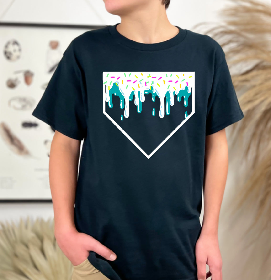 Home plate Baseball Drip Shirt for Kids