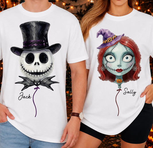 JACK SALLY BALLOON Halloween Shirt | Family Matching Halloween Tee | Bella+Canvas T-Shirt | Toddler, Youth & Adult Sizes