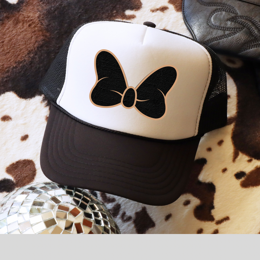 Black Minnie bow Hat - Safari Park Day Trucker Hat for Women | Theme Park Vacation Outfit