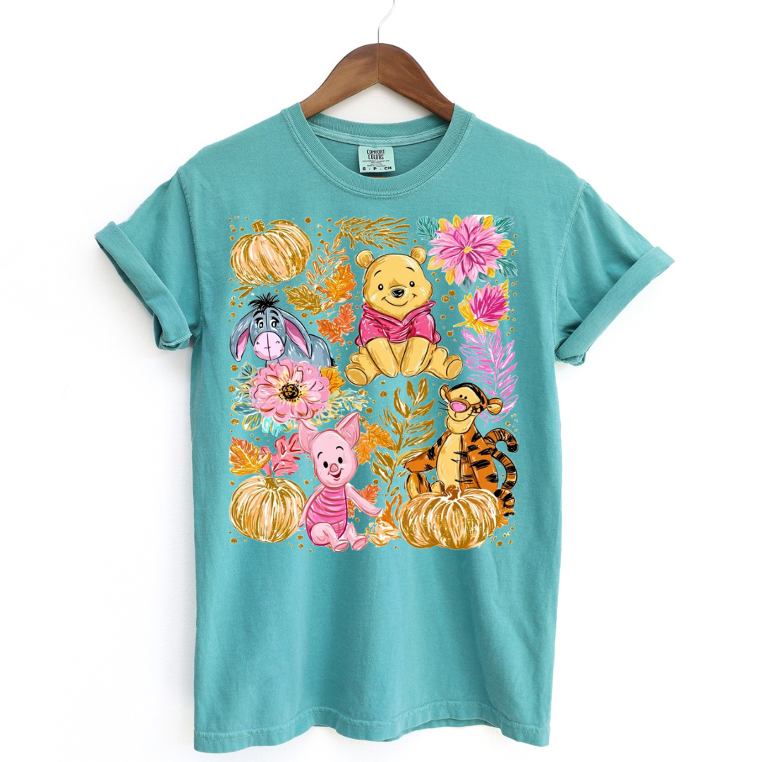 FALL HALLOWEEN POOH & GANG PUMPKIN SHIRT | Magical Theme Park Shirt & Tank | Adult Comfort Colors Tee