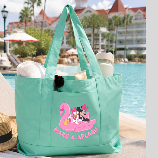 Magical Minnie & Daisy Vacation Pool Bag | Canvas Resort Tote Bag | Beach & Pool Tote for Women | Disney Vacation Poolside Bag | Cruise Tote Bag