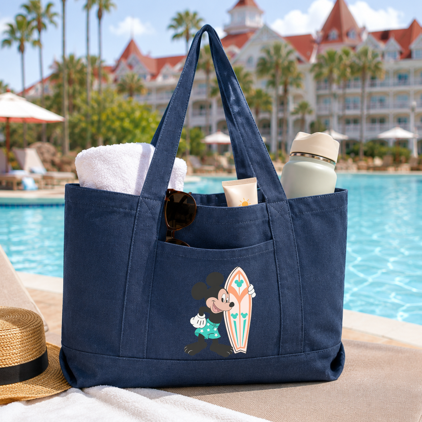 Magical Mickey Surf Vacation Pool Bag | Canvas Resort Tote Bag | Beach & Pool Tote for Women | Disney Vacation Poolside Bag | Cruise Tote Bag