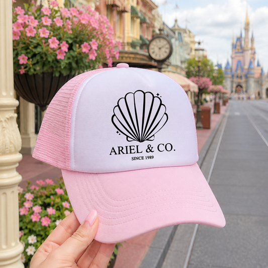 Light Pink Ariel & Co Hat - Park Day Trucker Hat for Women | Theme Park Vacation Outfit