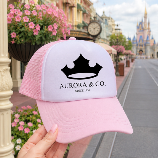 Light Pink Aurora & Co Hat - Park Day Trucker Hat for Women | Theme Park Vacation Outfit