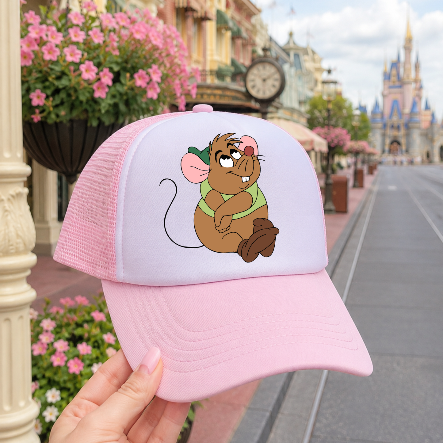 Light Pink Gus Mouse Hat - Park Day Trucker Hat for Women | Theme Park Vacation Outfit