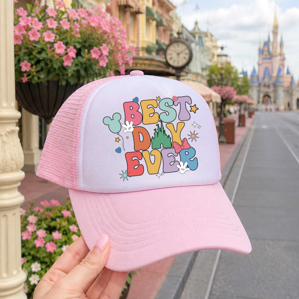 Light Pink Best Day Ever Hat - Park Day Trucker Hat for Women | Theme Park Vacation Outfit