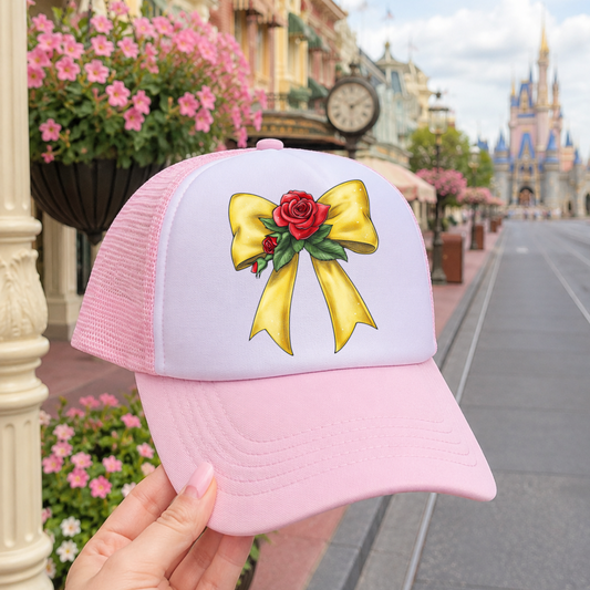 Light Pink Belle Bow Hat - Park Day Trucker Hat for Women | Theme Park Vacation Outfit