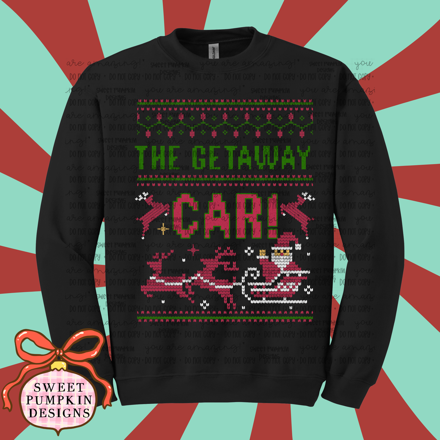 Christmas Getaway Car Ugly Sweater Crewneck Sweatshirt