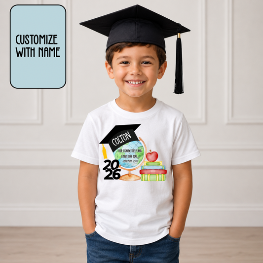 Custom Christian Graduation Shirt for Kids | Bible Verse Graduation Tee for Boys & Girls | Faith Graduation Outfit | Kindergarten & Preschool Grad Shirt