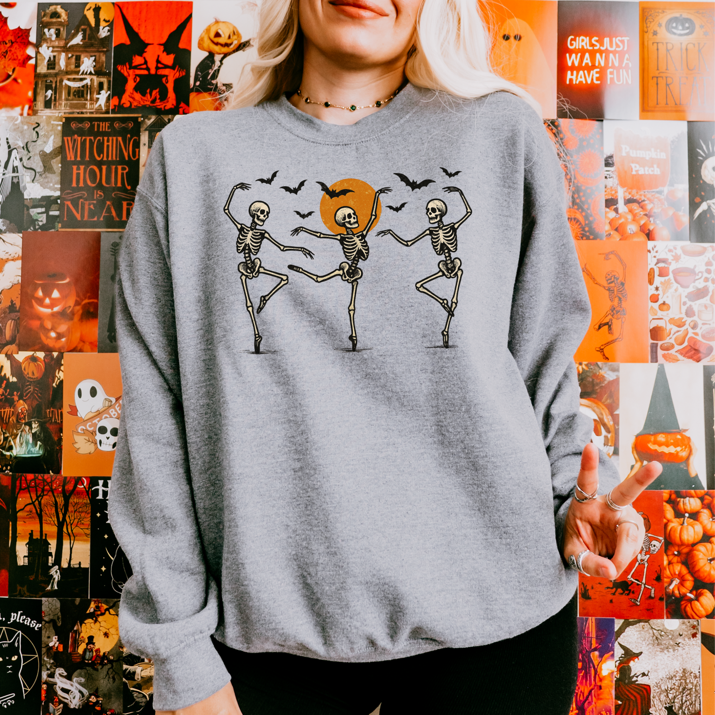 Dancing Skeletons Halloween Crewneck Sweatshirt