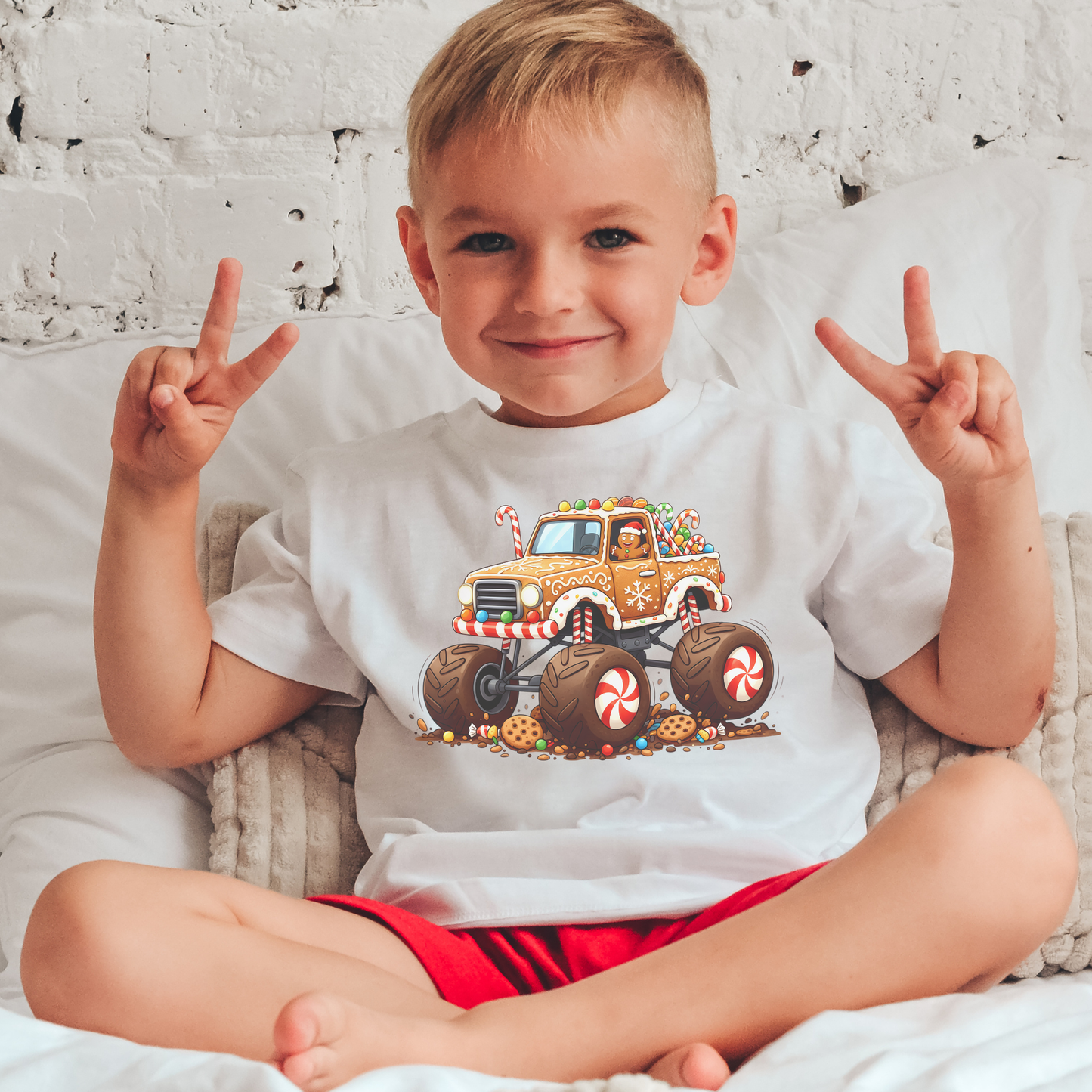 GINGERBREAD MONSTER TRUCK - YOUTH SHIRT - SNOW DAY SALE