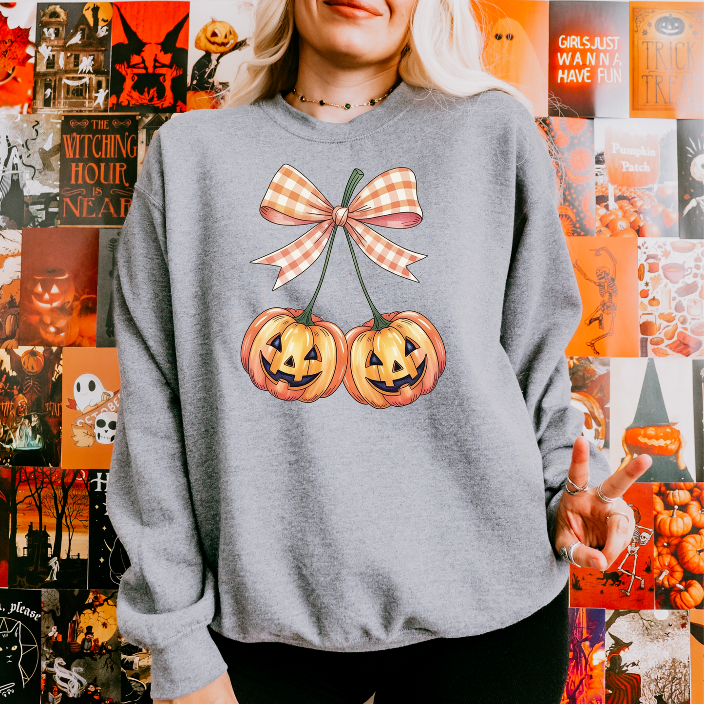 Pumpkin Cherry Halloween Crewneck Sweatshirt
