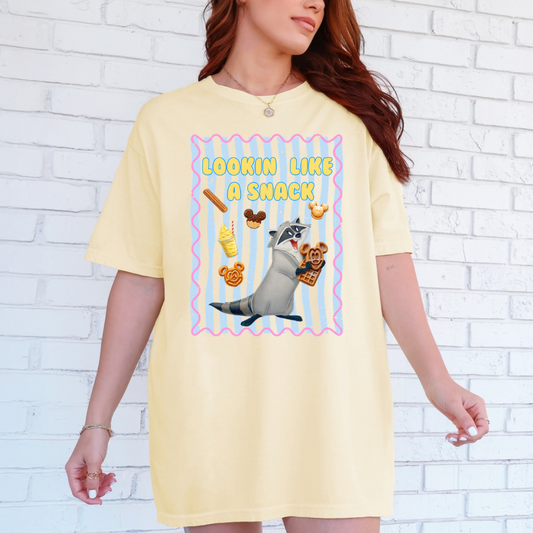LOOKIN LIKE A SNACK MEEKO TANK OR TEE - COMFORT COLORS - MAGICAL PARK DAY VACATION TOP
