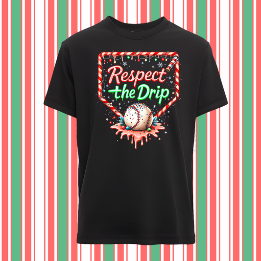 RESPECT THE DRIP CHRISTMAS Baseball Shirt | Kids Christmas Baseball Tee | Short Sleeve or Long Sleeve