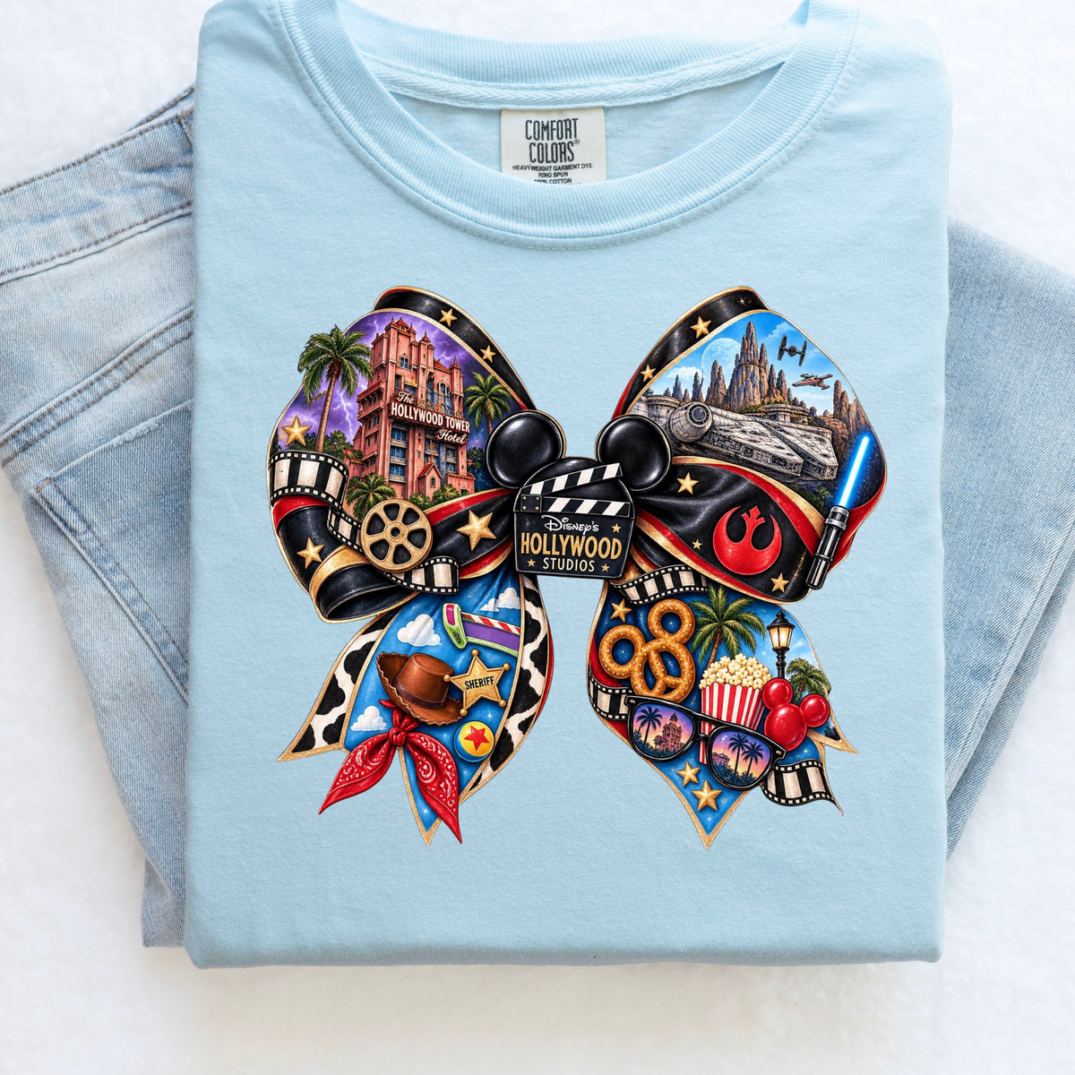 HOLLYWOOD THEME PARK BOW SHIRT - COMFORT COLORS