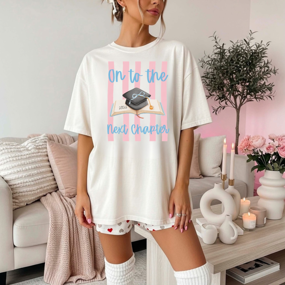 On to the Next Chapter Graduation Shirt | Preppy Graduation Comfort Colors Tee | Senior Graduation Gift Shirt for Her